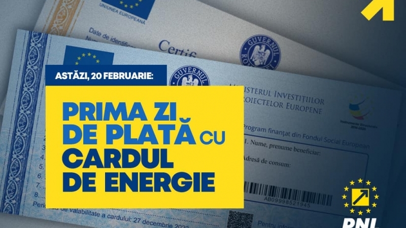 PNL CLUJ | De astăzi, cardurile de energie pot fi utilizate pentru plata facturilor! Beneficiarii pot folosi prima tranșă de 700 lei pentru a plăti facturi curente ori restante la electricitate, gaz sau încălzire (inclusiv termoficare în siste