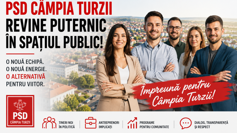 PSD Câmpia Turzii revine în prim-plan, o nouă generație, o nouă energie, o alternativă pentru viitor