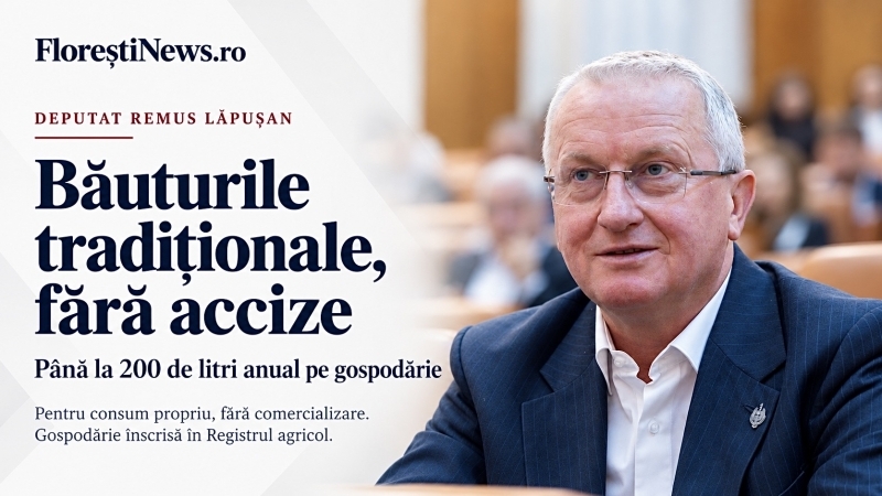 Deputatul Remus Lăpușan, despre scutirea de accize pentru băuturile tradiționale: „O măsură firească pentru gospodăriile românești”
