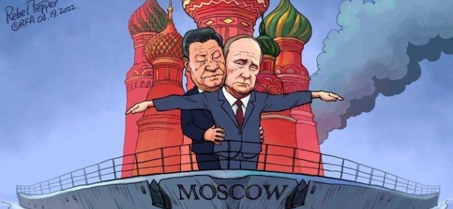 În loc de o fotografia în această dimineață avem o caricatură despre recenta întâlnire dintre președinții Rusiei și Chinei