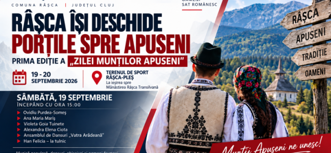 INVITAȚIE | Râșca își deschide porțile spre Apuseni. Prima ediție a „Zilei Munților Apuseni”, în 19 și 20 septembrie