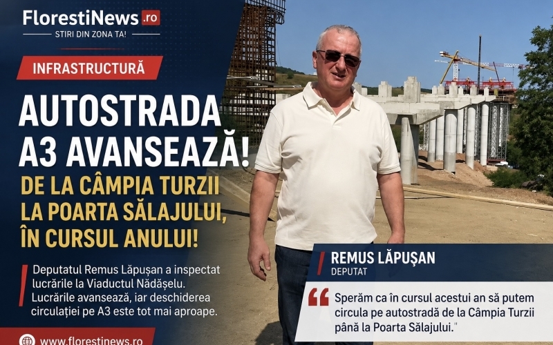 Deputatul Remus Lăpușan a fost pe șantierul Autostrăzii Transilvania, la Viaductul Nădășelu, unul dintre punctele tehnice importante pentru deschiderea circulației pe A3 spre Sălaj.