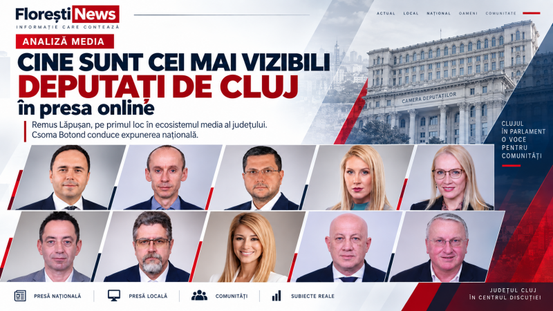 Cine sunt cei mai vizibili deputați de Cluj în presa online? Remus Lăpușan, pe primul loc în ecosistemul media al județului